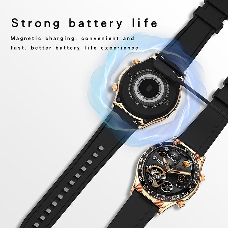 LOANIY E18 Pro Montre d'appel Bluetooth intelligente avec fonction NFC, Gold Silicone, Black Leather, Gold Leather, Black Silver Steel, Green Silver Steel
