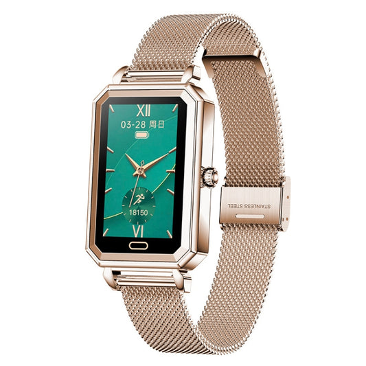 LOANIY HT2 Montre intelligente podomètre à détection de fréquence cardiaque de 1,28 pouce, Gold Steel