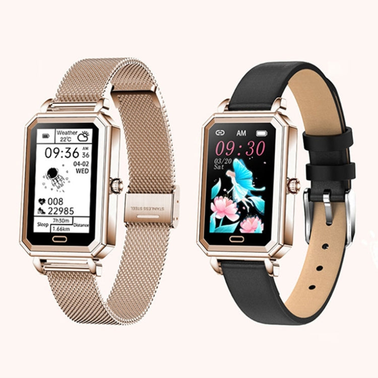 LOANIY HT2 Montre intelligente podomètre à détection de fréquence cardiaque de 1,28 pouce, Gold Steel