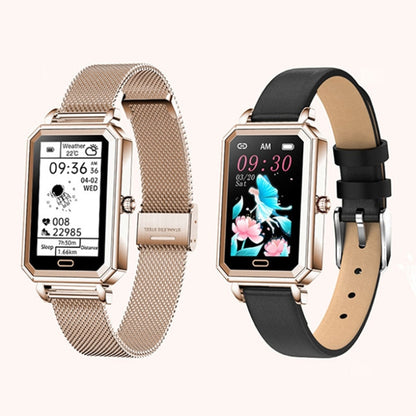 LOANIY HT2 Montre intelligente podomètre à détection de fréquence cardiaque de 1,28 pouce, Gold Steel