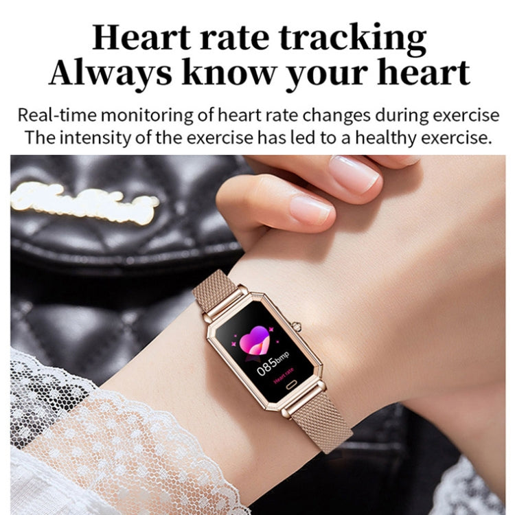 LOANIY HT2 Montre intelligente podomètre à détection de fréquence cardiaque de 1,28 pouce, Gold Steel