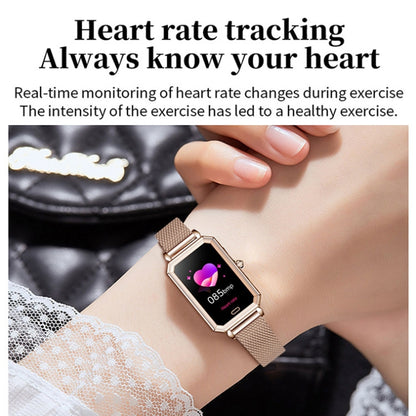 LOANIY HT2 Montre intelligente podomètre à détection de fréquence cardiaque de 1,28 pouce, Gold Steel