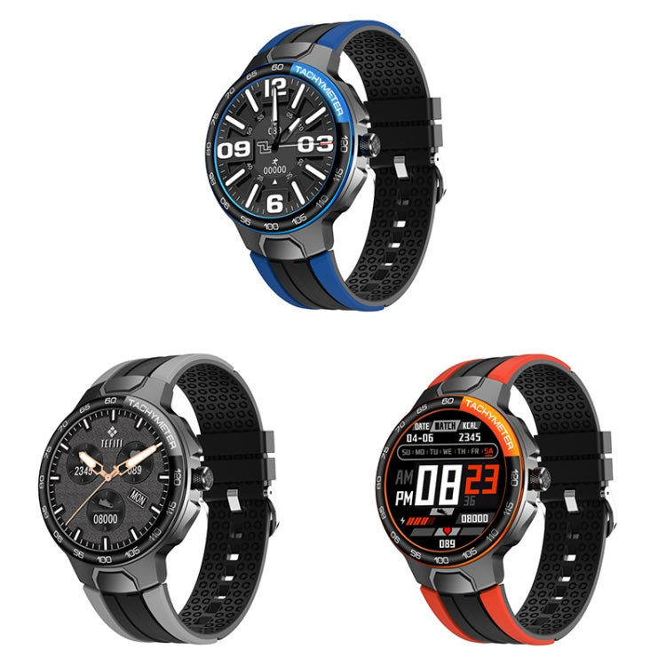 Wearkey E15 Montre intelligente à écran tactile de surveillance de la fréquence cardiaque de 1,28 pouce, Bleu, Silver Gray, Orange