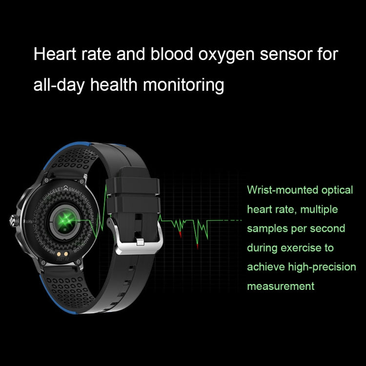 Wearkey E15 Montre intelligente à écran tactile de surveillance de la fréquence cardiaque de 1,28 pouce, Bleu, Silver Gray, Orange