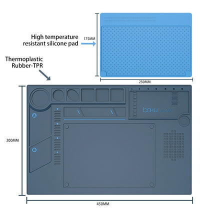 BAKU BA-695 2 en 1 TPR + Silicone ordinateur téléphone réparation bureau tapis résistant à la chaleur tapis isolant