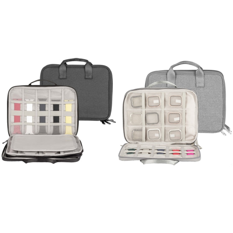 Sac de rangement portable à double couche pour câble de données, Double-Layer Black, Double-Layer Grey