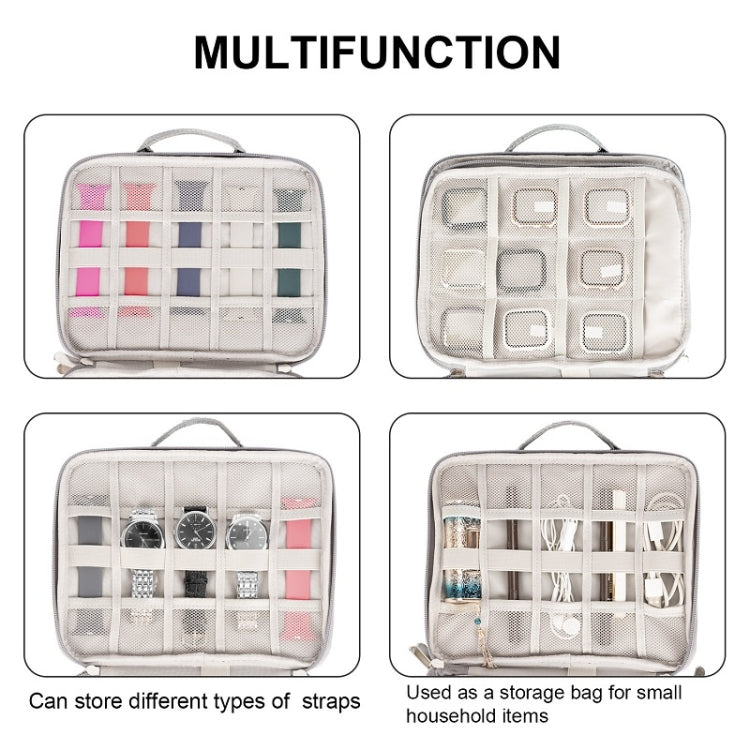 Sac de rangement portable à double couche pour câble de données, Double-Layer Black, Double-Layer Grey