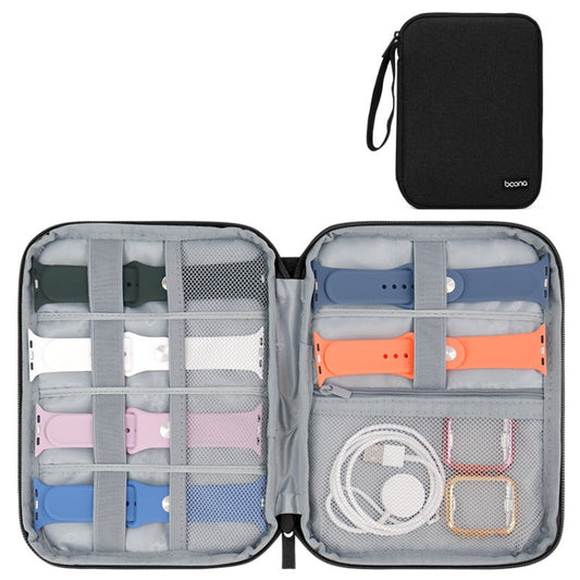 Boona Smart Watch Strap Câble de données Sac de rangement portable pour Apple Watch, Large (Black)