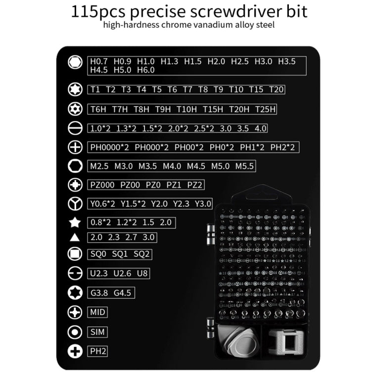Jeu de tournevis 117 en 1 Outil de démontage de console de jeu de montre