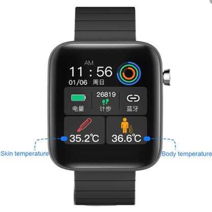 T68 Montre intelligente de surveillance de la température corporelle de 1,54 pouce avec fonction de lampe de poche