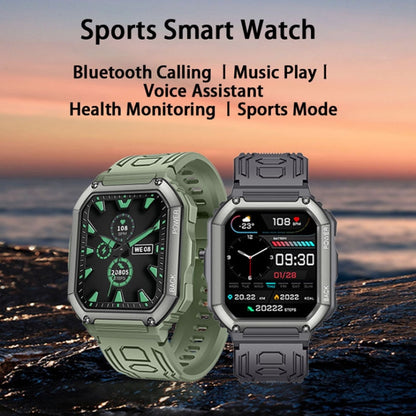 KR06 Montre d'appel intelligente de surveillance de la pression artérielle de fréquence cardiaque de 1,8 pouces, Noir, Vert