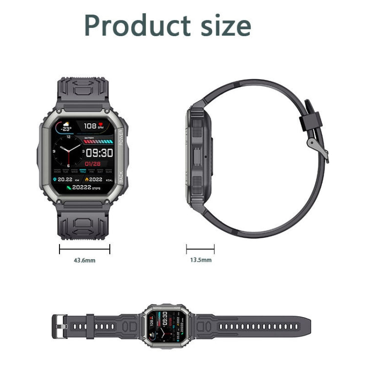 KR06 Montre d'appel intelligente de surveillance de la pression artérielle de fréquence cardiaque de 1,8 pouces, Noir, Vert