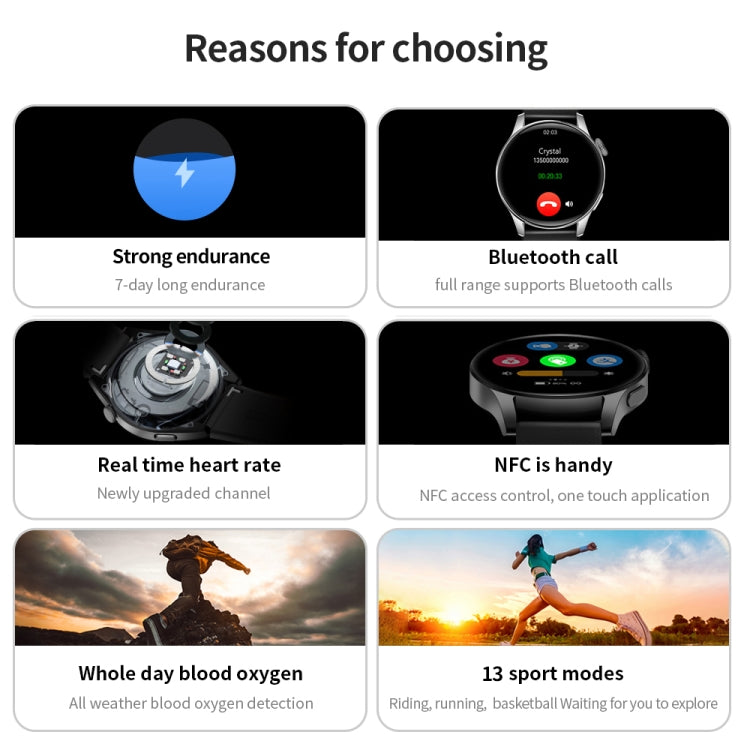 UM93Pro 1,28 pouces fréquence cardiaque / surveillance de l'oxygène sanguin montre d'appel Bluetooth avec fonction NFC