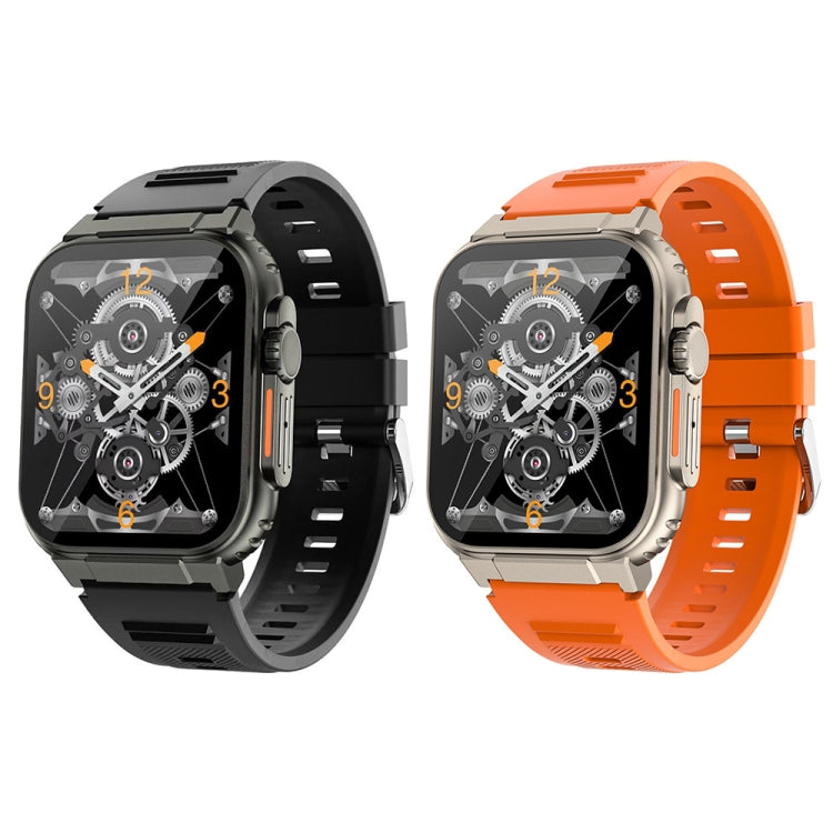 A70 1,96 pouces surveillance de la santé multifonctionnelle IP68 étanche Bluetooth appel montre intelligente, Black, Orange