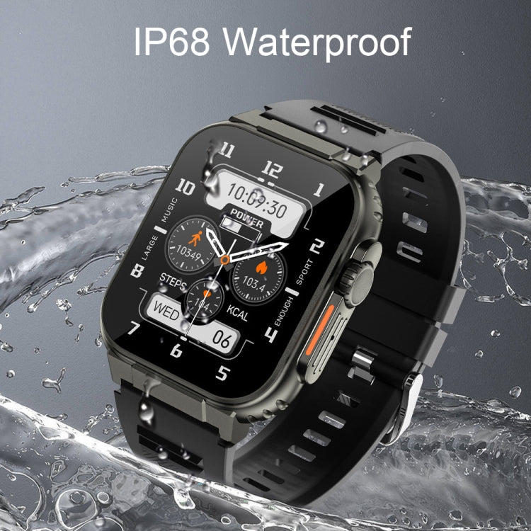 A70 1,96 pouces surveillance de la santé multifonctionnelle IP68 étanche Bluetooth appel montre intelligente, Black, Orange