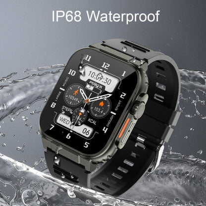 A70 1,96 pouces surveillance de la santé multifonctionnelle IP68 étanche Bluetooth appel montre intelligente, Black, Orange