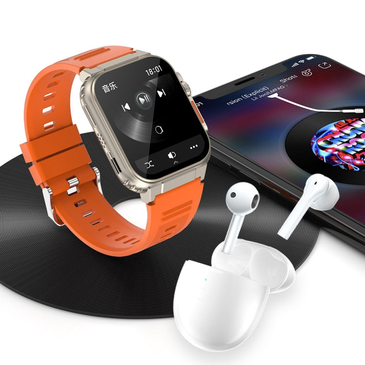 A70 1,96 pouces surveillance de la santé multifonctionnelle IP68 étanche Bluetooth appel montre intelligente, Black, Orange