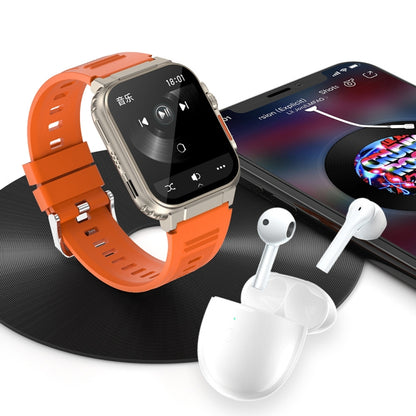 A70 1,96 pouces surveillance de la santé multifonctionnelle IP68 étanche Bluetooth appel montre intelligente, Black, Orange