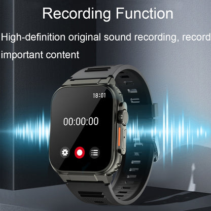 A70 1,96 pouces surveillance de la santé multifonctionnelle IP68 étanche Bluetooth appel montre intelligente, Black, Orange