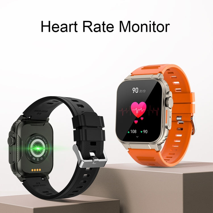 A70 1,96 pouces surveillance de la santé multifonctionnelle IP68 étanche Bluetooth appel montre intelligente, Black, Orange