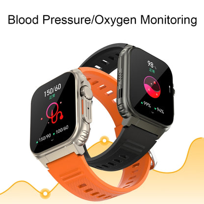 A70 1,96 pouces surveillance de la santé multifonctionnelle IP68 étanche Bluetooth appel montre intelligente, Black, Orange