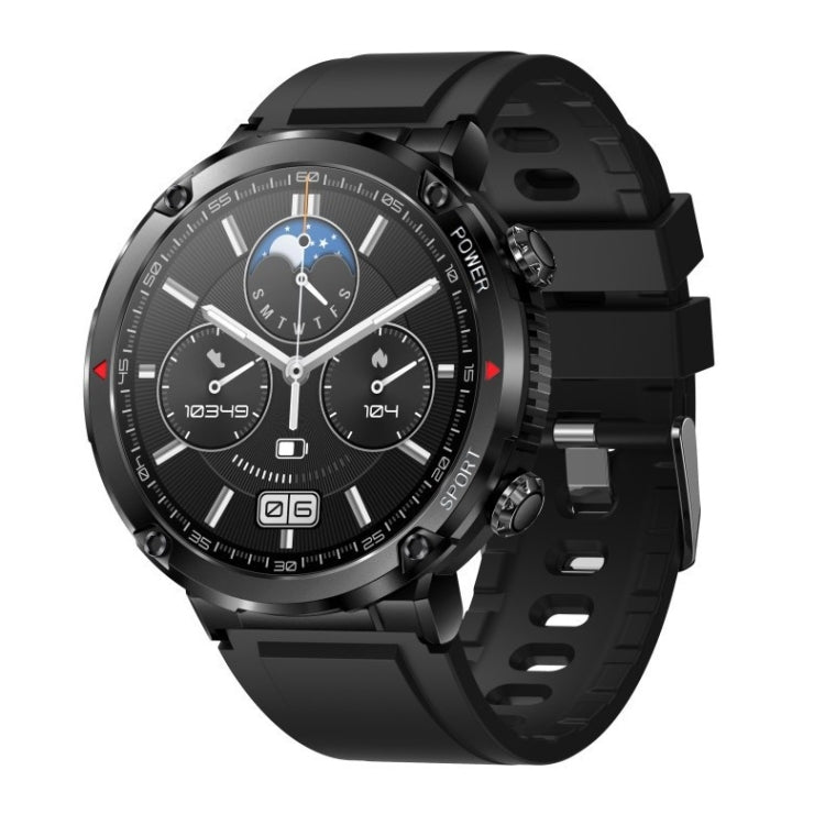 T30 1,6 pouces Sports de plein air étanche Smart Music Bluetooth Call Watch, Black, Dark Green, Black Steel+Silicone, Black Net+Silicone