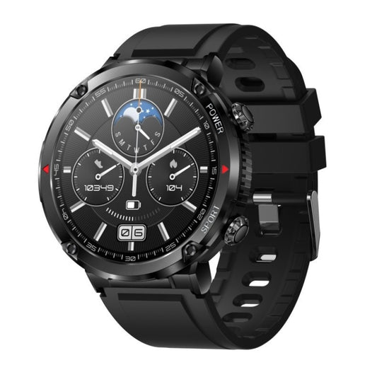 T30 1,6 pouces Sports de plein air étanche Smart Music Bluetooth Call Watch, Black, Dark Green, Black Steel+Silicone, Black Net+Silicone