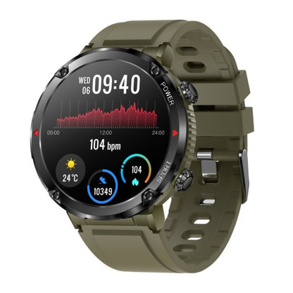 T30 1,6 pouces Sports de plein air étanche Smart Music Bluetooth Call Watch, Black, Dark Green, Black Steel+Silicone, Black Net+Silicone