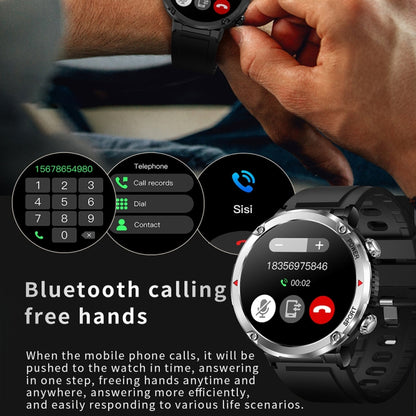 T30 1,6 pouces Sports de plein air étanche Smart Music Bluetooth Call Watch, Black, Dark Green, Black Steel+Silicone, Black Net+Silicone
