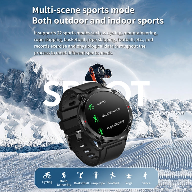 T30 1,6 pouces Sports de plein air étanche Smart Music Bluetooth Call Watch, Black, Dark Green, Black Steel+Silicone, Black Net+Silicone