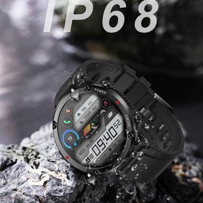 T30 1,6 pouces Sports de plein air étanche Smart Music Bluetooth Call Watch, Black, Dark Green, Black Steel+Silicone, Black Net+Silicone