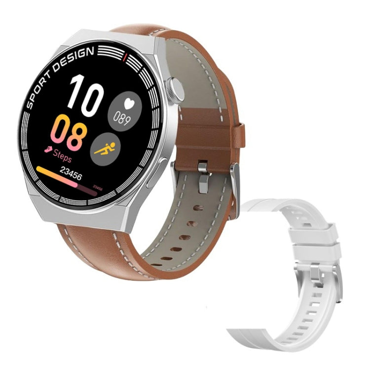 Montre intelligente d'appel Bluetooth de surveillance de la santé GT3Pro de 1,28 pouces avec NFC, Black Silicone, Silver Silicone, Black Leather, Brown Leather, Black Steel, Silver Steel, Black Three-bead Steel, Silver Three-bead Steel