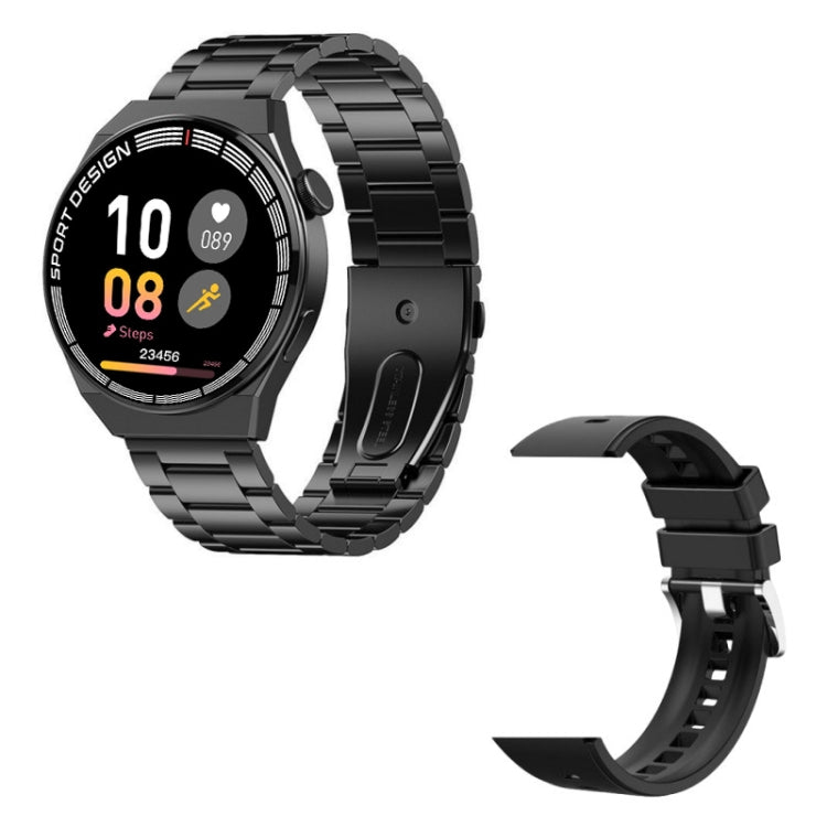 Montre intelligente d'appel Bluetooth de surveillance de la santé GT3Pro de 1,28 pouces avec NFC, Black Silicone, Silver Silicone, Black Leather, Brown Leather, Black Steel, Silver Steel, Black Three-bead Steel, Silver Three-bead Steel