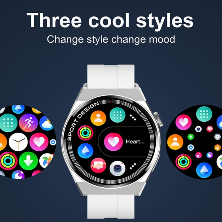 Montre intelligente d'appel Bluetooth de surveillance de la santé GT3Pro de 1,28 pouces avec NFC, Black Silicone, Silver Silicone, Black Leather, Brown Leather, Black Steel, Silver Steel, Black Three-bead Steel, Silver Three-bead Steel
