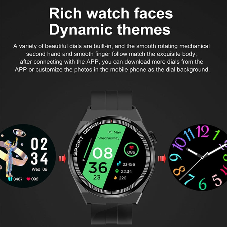 Montre intelligente d'appel Bluetooth de surveillance de la santé GT3Pro de 1,28 pouces avec NFC, Black Silicone, Silver Silicone, Black Leather, Brown Leather, Black Steel, Silver Steel, Black Three-bead Steel, Silver Three-bead Steel