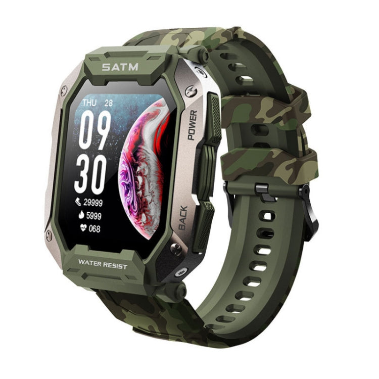 C20Plus 1,81 pouces surveillance de la santé étanche Bluetooth appel montre intelligente, Camouflage Green