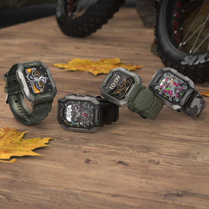 C20Plus 1,81 pouces surveillance de la santé étanche Bluetooth appel montre intelligente, Camouflage Green