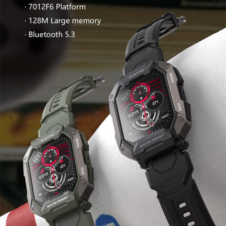 C20Plus 1,81 pouces surveillance de la santé étanche Bluetooth appel montre intelligente, Camouflage Green