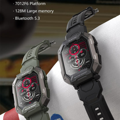 C20Plus 1,81 pouces surveillance de la santé étanche Bluetooth appel montre intelligente, Camouflage Green