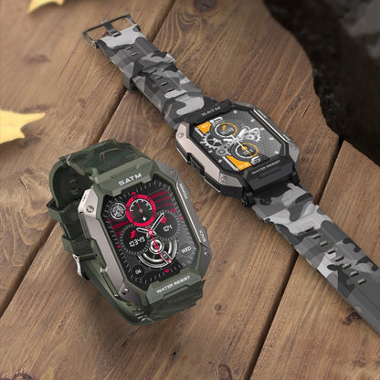 C20Plus 1,81 pouces surveillance de la santé étanche Bluetooth appel montre intelligente, Camouflage Green
