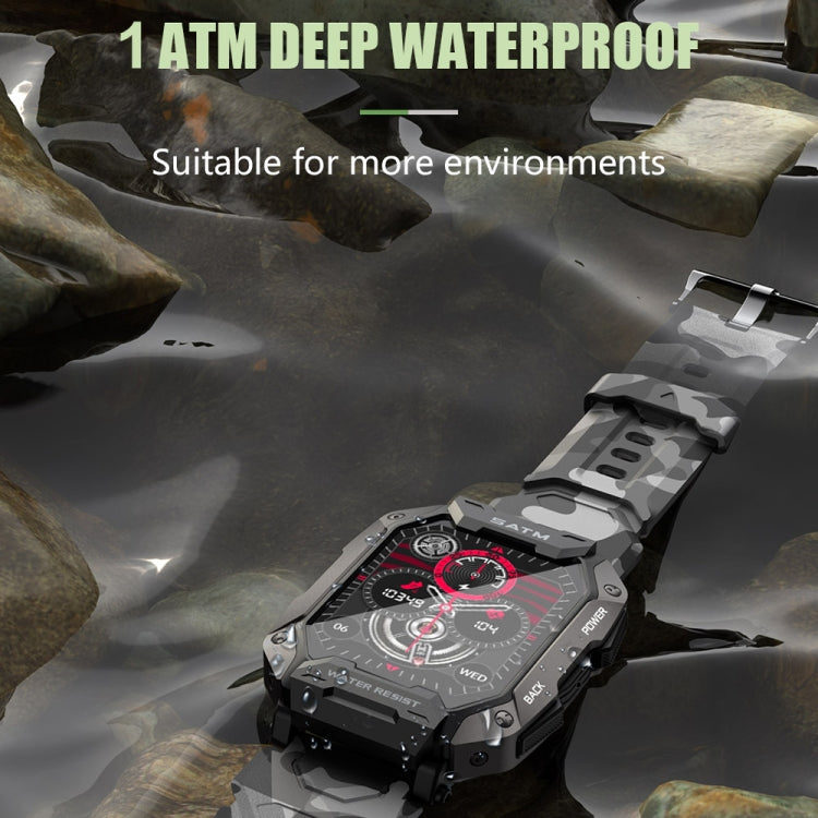 C20Plus 1,81 pouces surveillance de la santé étanche Bluetooth appel montre intelligente, Camouflage Green