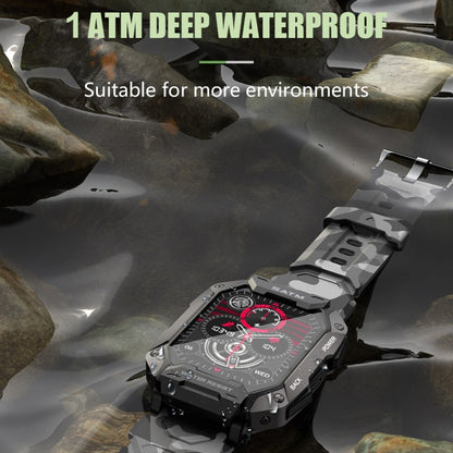 C20Plus 1,81 pouces surveillance de la santé étanche Bluetooth appel montre intelligente, Camouflage Green