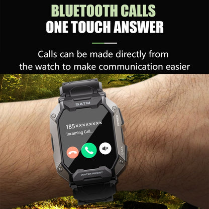 C20Plus 1,81 pouces surveillance de la santé étanche Bluetooth appel montre intelligente, Camouflage Green