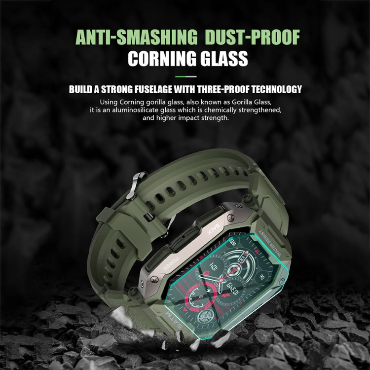 C20Plus 1,81 pouces surveillance de la santé étanche Bluetooth appel montre intelligente, Camouflage Green