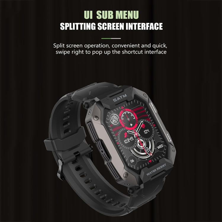 C20Plus 1,81 pouces surveillance de la santé étanche Bluetooth appel montre intelligente, Camouflage Green