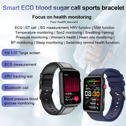 Montre connectée Ring ECG Température Fréquence cardiaque Pression artérielle Santé Montre parlante Bluetooth, Black Silicone, Red Silicone, Blue Silicone, Black Leather, Brown Leather