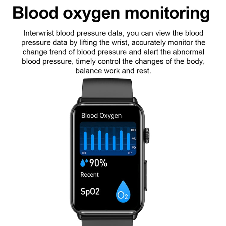 Montre connectée Ring ECG Température Fréquence cardiaque Pression artérielle Santé Montre parlante Bluetooth, Black Silicone, Red Silicone, Blue Silicone, Black Leather, Brown Leather