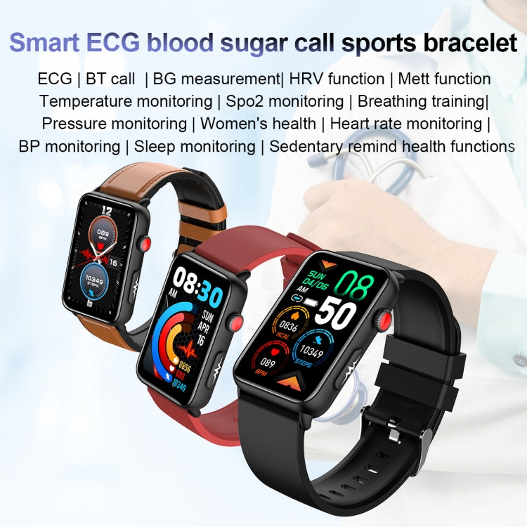 Montre connectée Ring ECG Température Fréquence cardiaque Pression artérielle Santé Montre parlante Bluetooth, Black Silicone, Red Silicone, Blue Silicone, Black Leather, Brown Leather