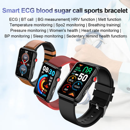 Montre connectée Ring ECG Température Fréquence cardiaque Pression artérielle Santé Montre parlante Bluetooth, Black Silicone, Red Silicone, Blue Silicone, Black Leather, Brown Leather