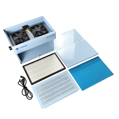 Établi de réparation d'écran de téléphone portable SUNSHINE SS-917C sans poussière, lampe à double lumière verte et blanche, banc d'opérateur pour affichage de la poussière